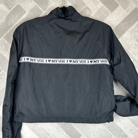 "I Love My Vans" Anorak Nylon Black Cropped Windbreaker Bomber JACKET S - Picture 8 of 8